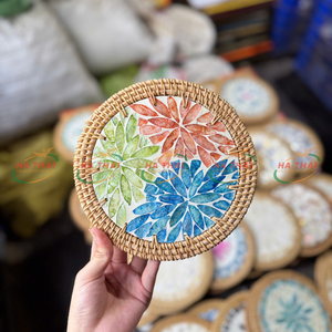 Grands sous-verres nacre sous-verres tasse tapis coloré rond coquillage tasse tapis de haute qualité - Product Image 1