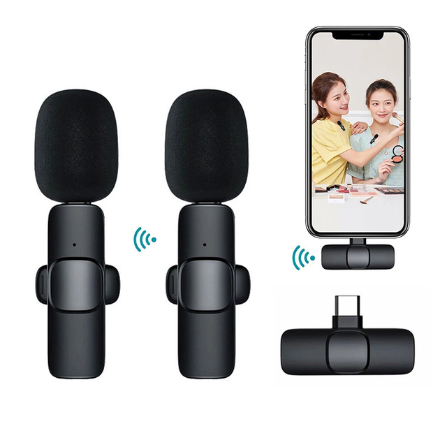 Mini Portable Lapel Lavalier Wireless Microphone for Podcast Recording Youtube Wireless Rechargeable Mic