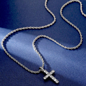 Unisex Trendy Hip-Hop Stainless Steel Zinc Alloy Necklace with Diamond <strong>Cross</strong> Design Gold Plated Link <strong>Chain</strong> for Party Occasions - Product Image 5
