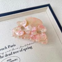 Pince à cheveux coréenne personnalisable en acétate, ornée de fleurs en strass, élégante, lumineuse, écologique, mignonne, faite à la main, pour queue de cheval