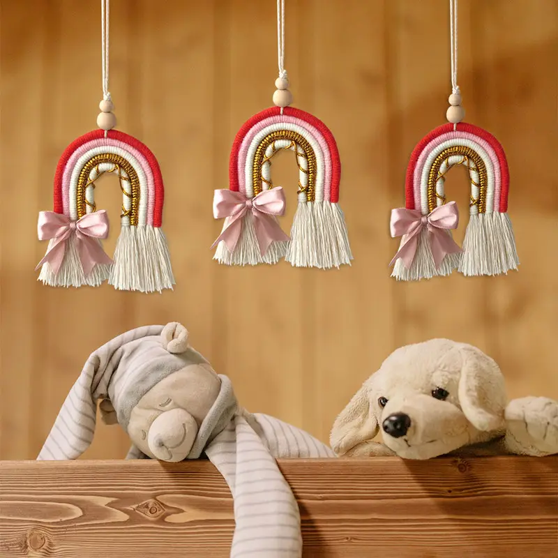 Mini Macrame Rainbow Nordic Home Decor Handmade Weaving Craft Wall Hanging Baby Kids Room