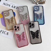 Papillon Bling Téléphone étui pour iphone 16 Pro Max Paillettes Papier 2 en 1 pour IPhone17 16 15 14 13 12 11 Couverture de Téléphone