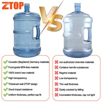 Bouteille d'eau en plastique PET de 18 L, 189 L, 19 L, 20 L, 5 gallons, sans BPA, matériaux conformes aux normes alimentaires