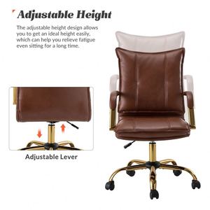 <span class=keywords><strong>Silla</strong></span> de <span class=keywords><strong>escritorio</strong></span> de oficina para el hogar de cuero con patas y brazos dorados - Product Image 4