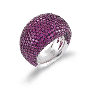 Atacado 925 Sterling Silver Sparking Ruby Diamond Birthstone Anel Anel De Noivado Noble Spinel Anel Jóias