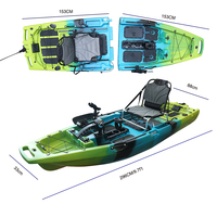 Nouveau Kayak de Pêche Modulaire 2025 de 9,5 pieds avec Propulseur à Pédales, Prêt pour Moteur, Super Léger en PE, Facile à Ranger, Monoplace