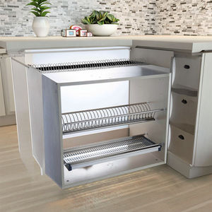 <span class=keywords><strong>Panier</strong></span> coulissant pour armoire en acier inoxydable robuste avec bac d'égouttement, nano-plaqué, pour l'organisation de la cuisine, design gain de place - Product Image 5