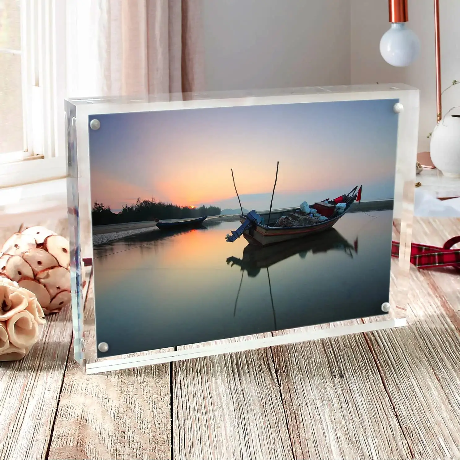 Desktop Display 7 Inch Acrylic Digital Photo Art Frame Square Magnetic Acrylic Photo Frame