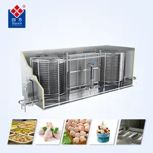SQUARE Quick Freezing Process Low Temperature Stainless Steel Chicken Double Spiral Freezer