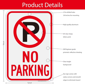 Panneau <span class=keywords><strong>de</strong></span> signalisation routière en aluminium haute visibilité, durable et résistant aux intempéries, plaque <span class=keywords><strong>de</strong></span> <span class=keywords><strong>interdiction</strong></span> <span class=keywords><strong>de</strong></span> stationnement pour usage commercial et résidentiel - Product Image 4
