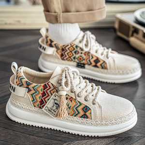 Zapatos de lona para hombre, modelo nuevo de verano 2026, transpirables, de tela fina de lino, estilo deportivo, con suela gruesa que aumenta la altura. - Product Image 4