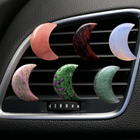 Bijou en Cristal Pierre de Lune Pince de Décoration pour Grille d'Aération de Voiture Gemme Épidote Obsidienne Cristal Porte-Bonheur Décorations d'Intérieur de Voiture