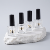 Botol Kaca Kosmetik Hexagon Kolom Kosong Transparan Grosir untuk Cat Kuku 5ml 10ml 15ml Logo Custom Dengan Tutup Kuas Pabrik