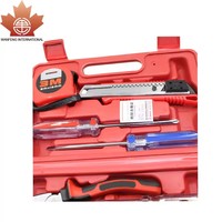 Kit de herramientas doméstico de 8 piezas con estuche de plástico, incluye llave, alicates, destornilladores, cinta métrica, caja de herramientas básica de alta calidad