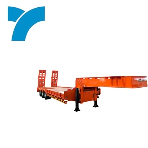 Yongchao China Factory 3 Lowbed 3 Axle4 Axle 40/45FT Steel Flat Bed Semi <strong>Trailer</strong> Wooden <strong>Floor</strong> 25-30T Payload 12R22.5 Tires Heavy - Product Image 2