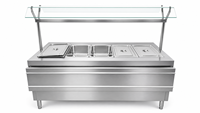 Bain-marie électrique professionnel en acier inoxydable avec 5 bacs et couvercle en verre pour service buffet