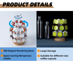 Support de rangement rotatif à 360° pour dosettes de café Dolce Gusto K-<span class=keywords><strong>Cup</strong></span> en acrylique/bambou écologique, capacité de 24 pièces, trois niveaux - Product Image 6