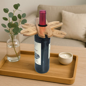 Porte-verres en bois de bambou pour vin rouge, sur pied, en bois massif, détachable, simple et pratique, design moderne et épuré - Product Image 2