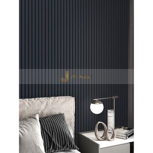 LL292 Modern Black Matte Stainless Steel Metal <b>Sheet</b> Grille Wall Panel Louvers Decorative Fluted Panel Hotel Apartment Hall - Product Image 2