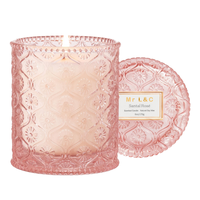 Bougie parfumée de Noël, pot en verre rose gaufré, bougie en cire de soja naturelle, bougie aromathérapeutique pour la décoration de la maison