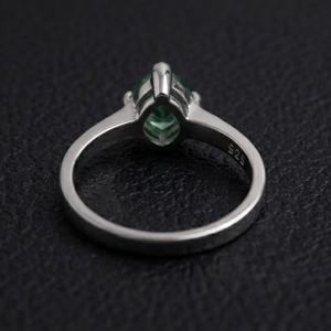 925 Sterling Silver Triangle Green Gemstone Solitaire <b>Ring</b> Minimalist <b>Emerald</b> Shade Trillion Cut Crystal <b>Band</b> Gift for Women - Product Image 5