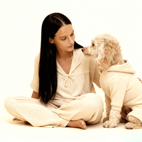 Pull-over de luxe personnalisé Joymay pour chien et chien, pyjama pour garder la chaleur, sweat à capuche pour chien, automne et hiver, ensemble de vêtements pour famille et animaux de compagnie