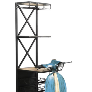 Barra de apoyo para scooter de hierro/madera, acabado en azul/mango, material de metal/madera de mango, precio al por mayor - Product Image 1