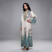 Robe longue ample et élégante en jacquard turc imprimé, respirante, style vintage, à manches longues, pour soirée musulmane, Abaya de fête 2026