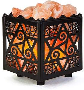 Lampes en sel de l'Himalaya en panier, avec morceaux de sel, ensemble complet, cordon électrique et ampoule, matériaux organiques - Product Image 2