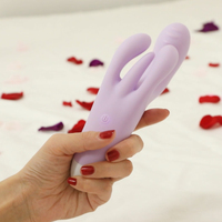 Leistungsstarker 3-in-1 Silikon-Dildo mit Klitoris-Stimulation, Erwachsenenprodukt, Stoßender Rabbit-Vibrator für Frauen, Sexspielzeug für Vaginale Stimulation
