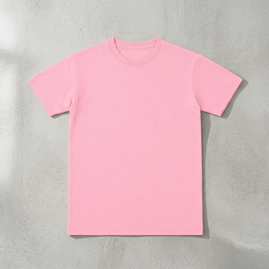 Camiseta Casual de Manga Corta con Cuello Redondo de Algodón Jersey de Corte Regular Rosa para Hombre - Product Image 3