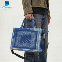 Sac fourre-tout personnalisé en jacquard tissé avec logo, motif cachemire de luxe, en tissu de coton, sac de voyage et de plage pour femme, marque DIY