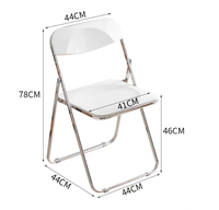 Chaise pliable portable en acrylique transparente avec assise circulaire pour le camping en plein air, les voyages et le salon