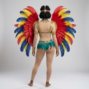 Traje de Baño de Carnaval al por Mayor, Bikini de Plumas de Lujo Personalizado para Mujer, con Lentejuelas y Cuentas, OEM ODM, para Fiesta <span class=keywords><strong>en</strong></span> <span class=keywords><strong>Miami</strong></span> o Caribe - Product Image 2
