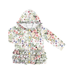 Sudaderas con Botones de Flores para Niñas, Mangas Largas, Chaquetas con Volantes para Otoño, Abrigos y Prendas Exteriores de Boutique para Niñas, Venta al por Mayor - Product Image 4