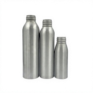 Bouteille d'eau en aluminium brossé pur à 99,7 % avec bouchon à vis inviolable ROPP, col fileté, design de marque personnalisé, contenant pour boissons - Product Image 1