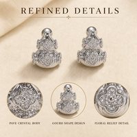 Boucles d'oreilles en forme de gourde en cuivre plaqué argent pour femmes, bijoux en cristal CZ pavé, design porte-bonheur