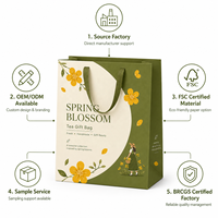 Sac cadeau en carton de luxe personnalisé, réutilisable, recyclable, biodégradable, résistant aux déchirures, avec poignée à cordon pour l'emballage alimentaire et le thé
