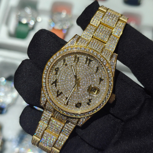 Reloj de Lujo con Diamantes Reales Estilo Hip Hop Iced Out Automático Mecánico Dorado Bust Down con Moissanita VVS - Product Image 3