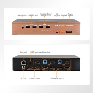 Tesmart 2x3 KVM HDMI + DP 8K 60Hz EDID hỗ trợ mạng Gigabit 3 màn hình 2 nút máy tính bật dây KVM để chỉnh sửa video - Product Image 2