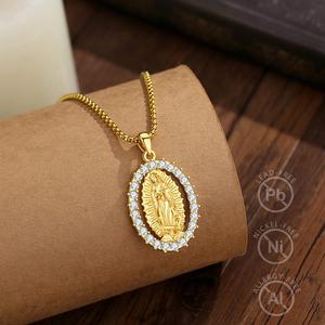 Pendentif Sainte Vierge Marie de Merryshine, amulette chrétienne, zircone cubique, médailles religieuses, collier avec verset biblique - Product Image 2