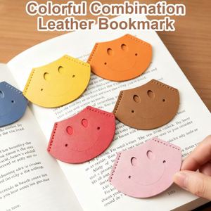 Smile Book Corner Protector PU Leather Happy <b>Bookmark</b> Portable Paper Page Mark Clip Reusable Fun Gifts for Book Clubs - Product Image 4