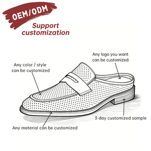 OEM Custom Men's Summer/Spring Cowhide Waterproof Perforated Breathable Slip-On Office Casual Shoes <b>Closed</b>-<b>Toe</b> Loafers Slippers - Product Image 3
