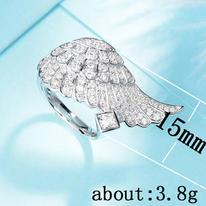 Bague en diamant F133 Angel Wing en or blanc, diamant naturel taille princesse, bijoux romantiques pour femmes - Product Image 5