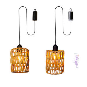 Nuovo Prodotto Transfrontaliero: Lampadario in Rattan <span class=keywords><strong>a</strong></span> <span class=keywords><strong>Batteria</strong></span> con Telecomando, Lampadina LED E27 per Casa, Campeggio, Cortile, Ristorante - Product Image 5