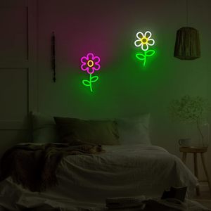 Letreros de flores de margarita, luces LED de neón regulables, alimentadas por USB, luz ambiental, decoración para escaparates, luz indicadora de calle, personalizadas, 5V - Product Image 6