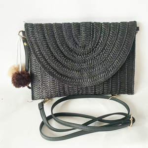 Sac à main d'été bohème personnalisé <span class=keywords><strong>en</strong></span> <span class=keywords><strong>paille</strong></span> tressée, sac de plage de luxe pour femme, <span class=keywords><strong>pochette</strong></span> de soirée, sac bandoulière à pompons - Product Image 4