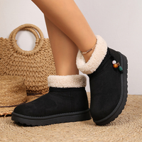 Bottes de neige à plateforme pour femmes, doublées de fourrure, semelle épaisse, en daim, avec breloques perlées, bout rond, bottines chaudes d'hiver, 4 couleurs