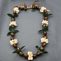 Collier de fleurs en noix de kukui noires hawaïennes, ruban, nœud, perles en acrylique en forme de cœur, réglable, pour accessoires de fête de remise de diplôme