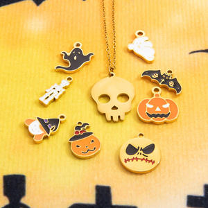 Collar de Acero Inoxidable con Temática de Halloween, Colgante de Calabaza, Fantasma y Calavera, Joyería para Fiestas, Chapado en Oro de 18K, Collares con Dijes de Dibujos Animados - Product Image 3